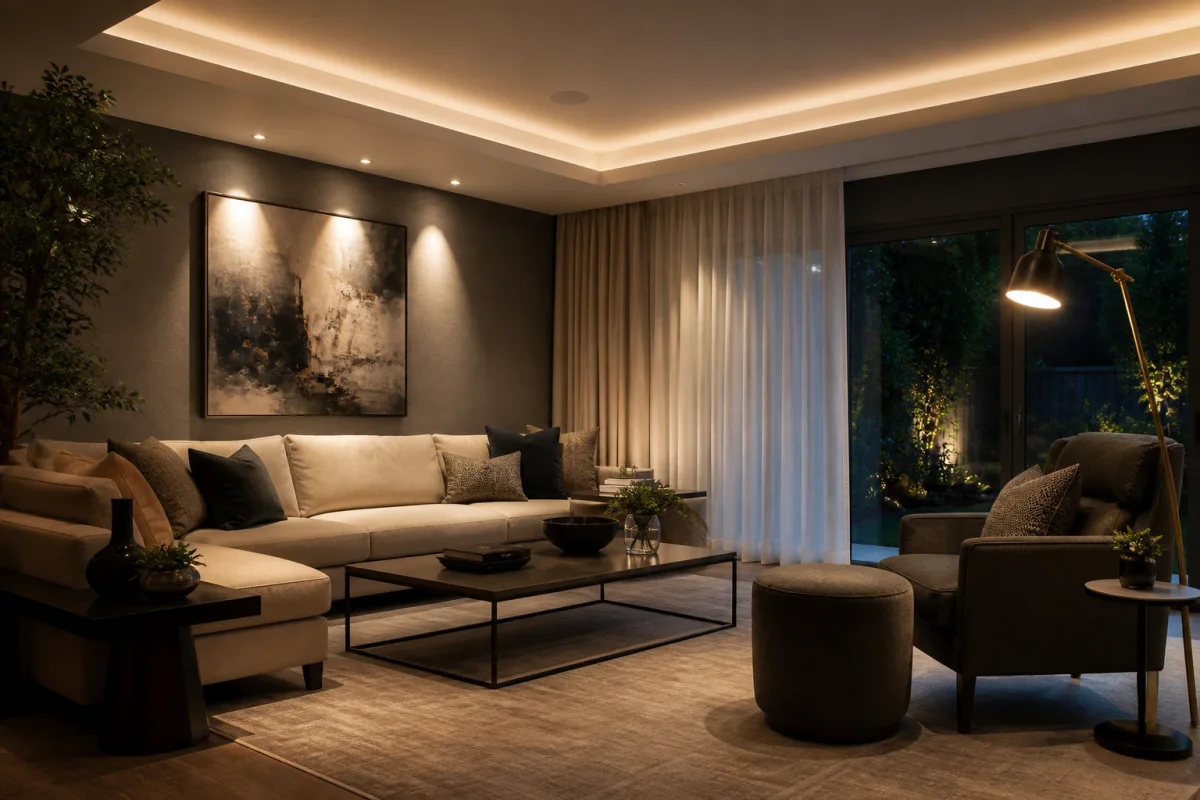 Summer Light in a Mediterranean House: How shutters, deep reveals and an evening lighting plan manage summer light in a Mediterranean house, from midday heat to late dinners outside.